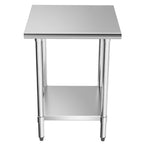KLEENSTEEL Stainless Steel Work Table with Adjustable Undershelf, 24" x 24" Tabletop, Heavy Duty Multipurpose Food Prep Workstation for Commercial Kitchen, Restaurant, Home, BBQ, and Garage, Silver