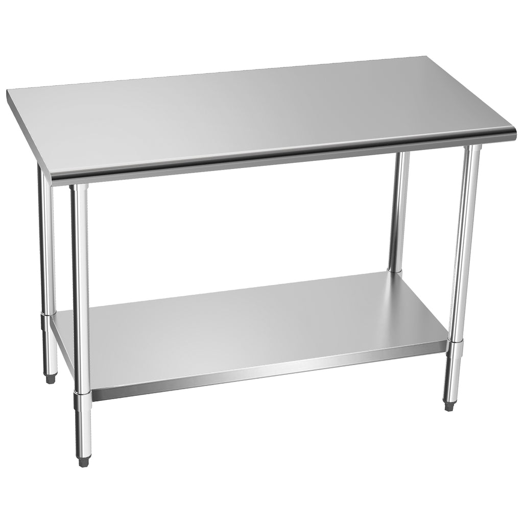 KLEENSTEEL Stainless Steel Work Table with Adjustable Undershelf, 24" x 48" Tabletop, Heavy Duty Multipurpose Food Prep Workstation for Commercial Kitchen, Restaurant, Home, BBQ, and Garage, Silver