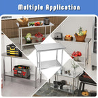 KLEENSTEEL Stainless Steel Work Table with Adjustable Undershelf, 24" x 48" Tabletop, Heavy Duty Multipurpose Food Prep Workstation for Commercial Kitchen, Restaurant, Home, BBQ, and Garage, Silver