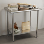 Stainless Steel Work Table with Adjustable Undershelf, 24"L x 36"W Tabletop, Heavy Duty Multipurpose Food Prep Workstation for Commercial Kitchen, Restaurant, Home, BBQ, and Garage, Silver