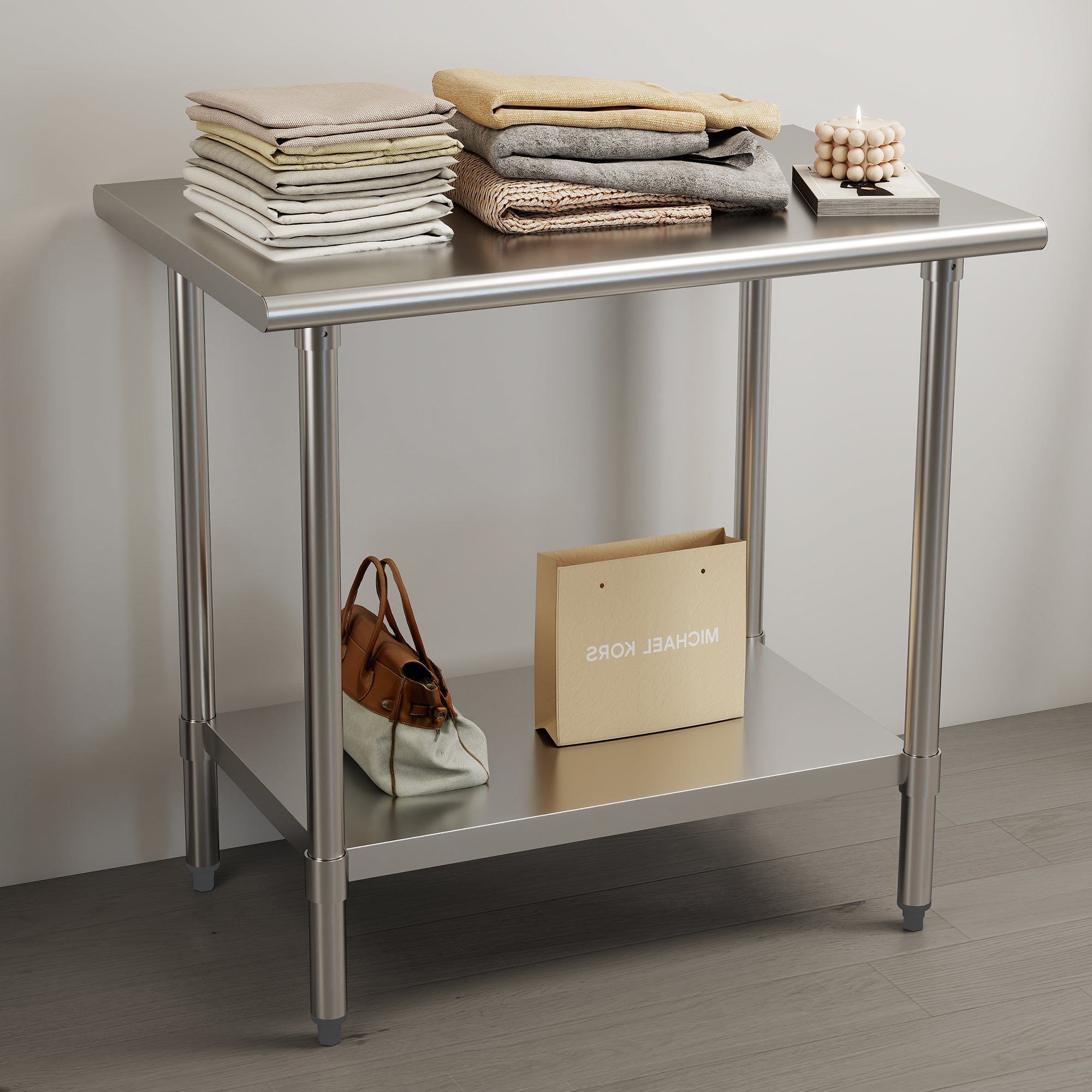 Stainless Steel Work Table with Adjustable Undershelf, 24"L x 36"W Tabletop, Heavy Duty Multipurpose Food Prep Workstation for Commercial Kitchen, Restaurant, Home, BBQ, and Garage, Silver