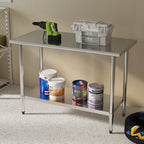 KLEENSTEEL Stainless Steel Work Table with Adjustable Undershelf, 24" x 48" Tabletop, Heavy Duty Multipurpose Food Prep Workstation for Commercial Kitchen, Restaurant, Home, BBQ, and Garage, Silver