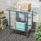 Stainless Steel Work Table with Adjustable Undershelf, 24"L x 30"W Tabletop, Heavy Duty Multipurpose Food Prep Workstation for Commercial Kitchen, Restaurant, Home, BBQ, and Garage, Silver
