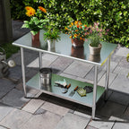 KLEENSTEEL Stainless Steel Work Table with Adjustable Undershelf, 24" x 48" Tabletop, Heavy Duty Multipurpose Food Prep Workstation for Commercial Kitchen, Restaurant, Home, BBQ, and Garage, Silver